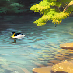 朝の池の風景です。