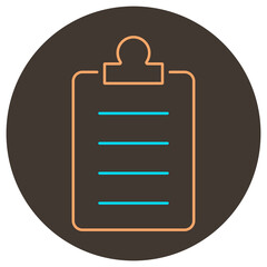Clipboard line icon. Two color icon on round background