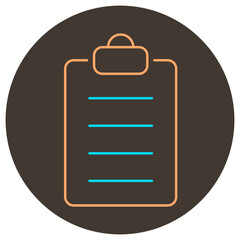 Clipboard line icon. Two color icon on round background