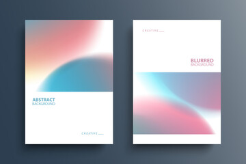 Graphic templates for brochures, posters and covers. Set of abstract backgrounds with soft gradient blurred circles. Vector illustration.