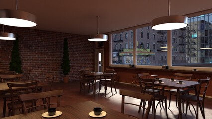 オンラインミーティング用背景 テレビ会議背景用 ZOOM会議背景用 CG 喫茶店 コーヒーショップ Coffee Shop for using in video conference and as a zoom background.