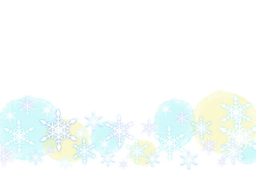 Fototapeta na wymiar 水玉と雪の結晶フレーム背景