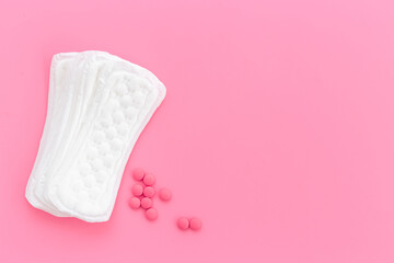Menstrual cycle and protection concept with white pad, top view