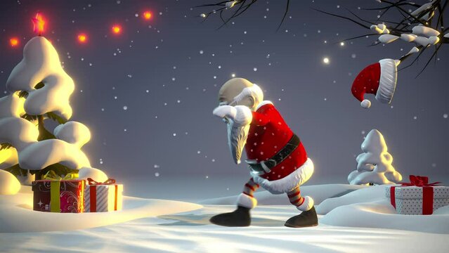 Funny Santa Claus dances