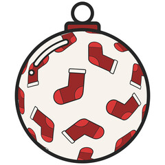 Cartoon Christmas Ball Decoration Illustration. Christmast Holiday and New year Festival Concept.