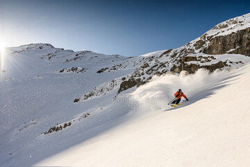 Freeride powderturn austrian moutains