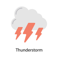 Thunderstorm vector Flat  Icons. Simple stock illustration