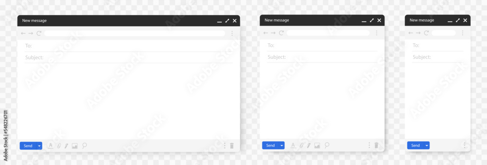 Wall mural set of email interface. template of browser window illustration