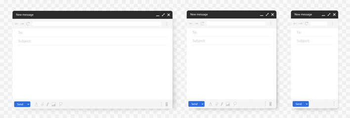 Set of email interface. Template of browser window illustration