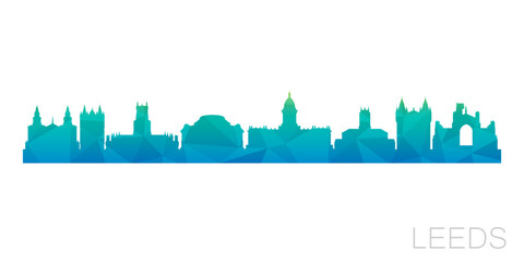 Fototapeta premium Leeds, UK Low Poly Skyline Clip Art City Design. Geometric Polygon Graphic Horizon Icon. Vector Illustration Symbol.
