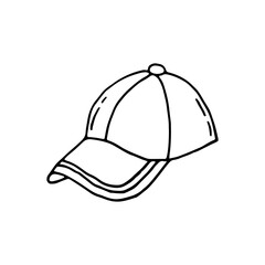 Painless cap. A headdress protects the head in the summer from the sun. Doodle. Hand drawn. Vector illustration. Outline.