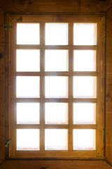 Wooden window with bars in PNG isolated on transparent background