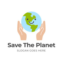 save earth logo design template. save globe logo vector icon