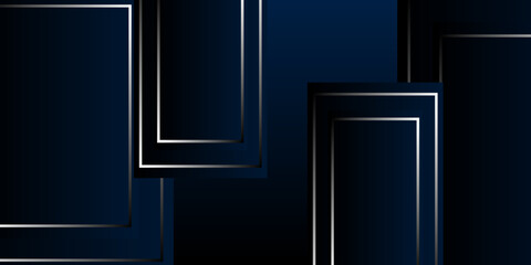 Abstract 3d geometric pattern luxury dark blue with gold shape background