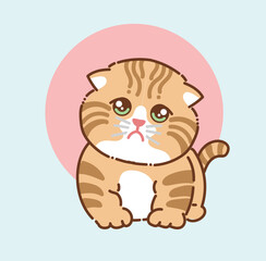 Vector illustration of cute cat with flat design style