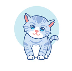 Vector illustration of cute cat with flat design style