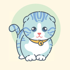 Vector illustration of cute cat with flat design style