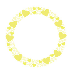 黄色のかわいいハートの丸いフレーム素材