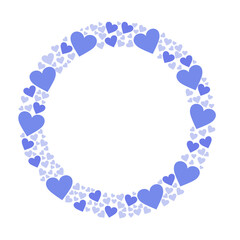 青色のかわいいハートの丸いフレーム素材