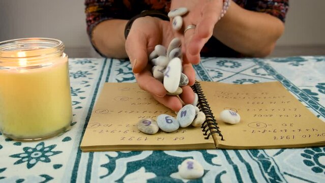 Numerology divination on numbers date of birth. Selective focus.