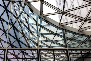 Abstract modern glass structure in a building in Frankfurt, Germany 
