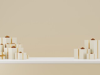 3D Christmas and Happy new year for show product social media post banner template, pastel background