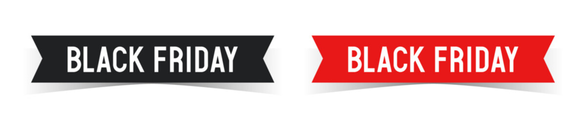 Origami banner Black Friday. Ribbons with the inscription Black Friday. Vector clipart isolated on white background.