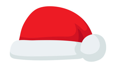 Cartoon Santa's hat. Santa Claus hat isolated on white background. Vector clipart.