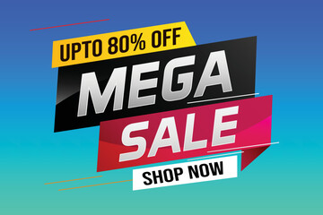 mega sale word concept vector illustration with lines and 3d style, landing page, template, ui, web, mobile app, poster, banner, flyer, background, gift card, coupon, label, wallpaper	
