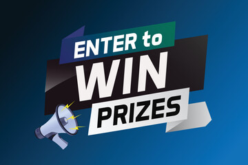 Obraz premium Enter to win prizes word concept vector illustration with megaphone and 3d style for use landing page, template, ui, web, mobile app, poster, banner, flyer, background, gift card, coupon, wallpaper