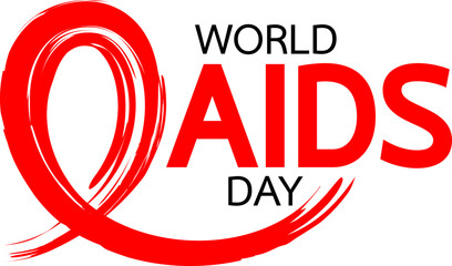 Aids Awareness Red Ribbon. World Aids Day concept. Design for poster, banner, t-shirt. Vector illustration.