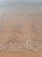 Soft beautiful ocean wave on sandy beach. Background