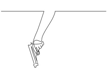 human holding arm weapon threat danger one single line concept