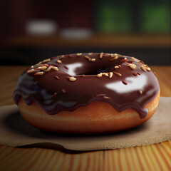 Chocolate donut. Realistic illustration of a chocolate donut