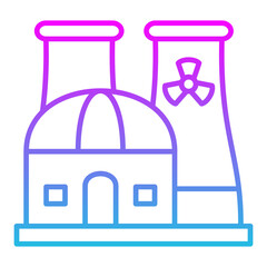 Nuclear Plant Line Gradient Icon