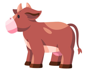 Cow livestock animal illustration funny friendly cartoon character brown color