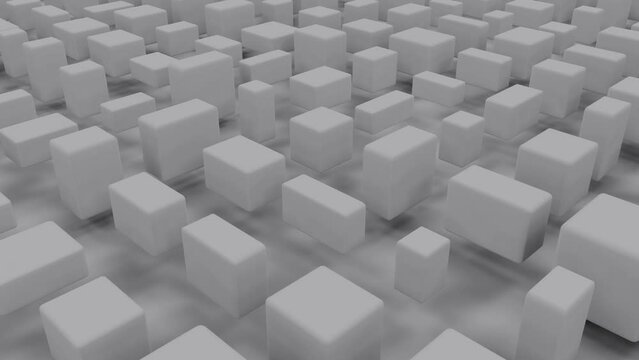 grey random cuboids abstract geometric 3D background - loop video