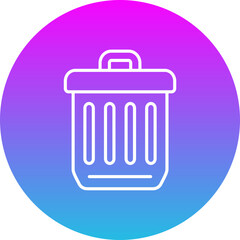 Waste Bin Gradient Circle Line Inverted Icon