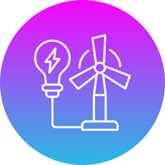 Wind Power Gradient Circle Line Inverted Icon