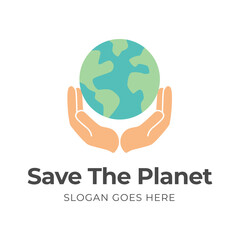 save earth logo design template. save globe logo vector icon