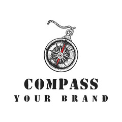 hand drawn compass vintage logo