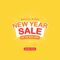 Fototapeta na wymiar New Year sale discount banner template promotion design for business