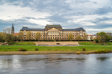 The Saxon State Ministry of Finance building view in Dresden City of Turkey