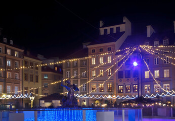 Holiday decorations of Old market square in Warsaw. Poland © Andrey Shevchenko