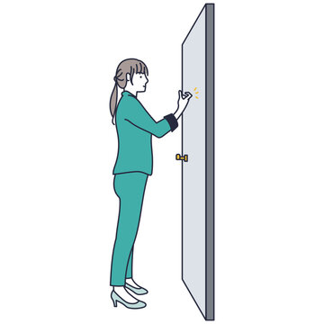 recommend clip art: ドアをノックするスーツ姿の女のイラスト素材｜mayucolor08