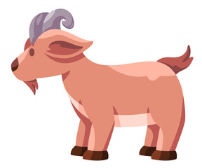 Goat lamb brown color illustration of animal cute funny cartoon