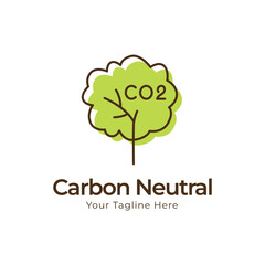 carbon Neutral logo design. green tree and neutral emission concept vector template .free air pollution illustration