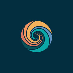 Vector logo of sea waves and sun forming a spiral, perfect for any business related logo.