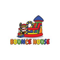 A fun and fun inflatable bounce house logo perfect for a bounce house rental business. It can attract both kids and adult customers with its colorful design