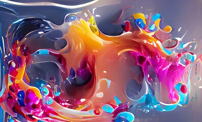 Abstract Rainbow Colorful Fluid Design Art Background, Texture and Illustration	